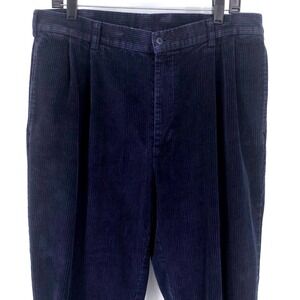 Jos A Bank Mens Corduroy Pants Navy Blue 35x32(33x31)Pleated‎ Cuffed Classic